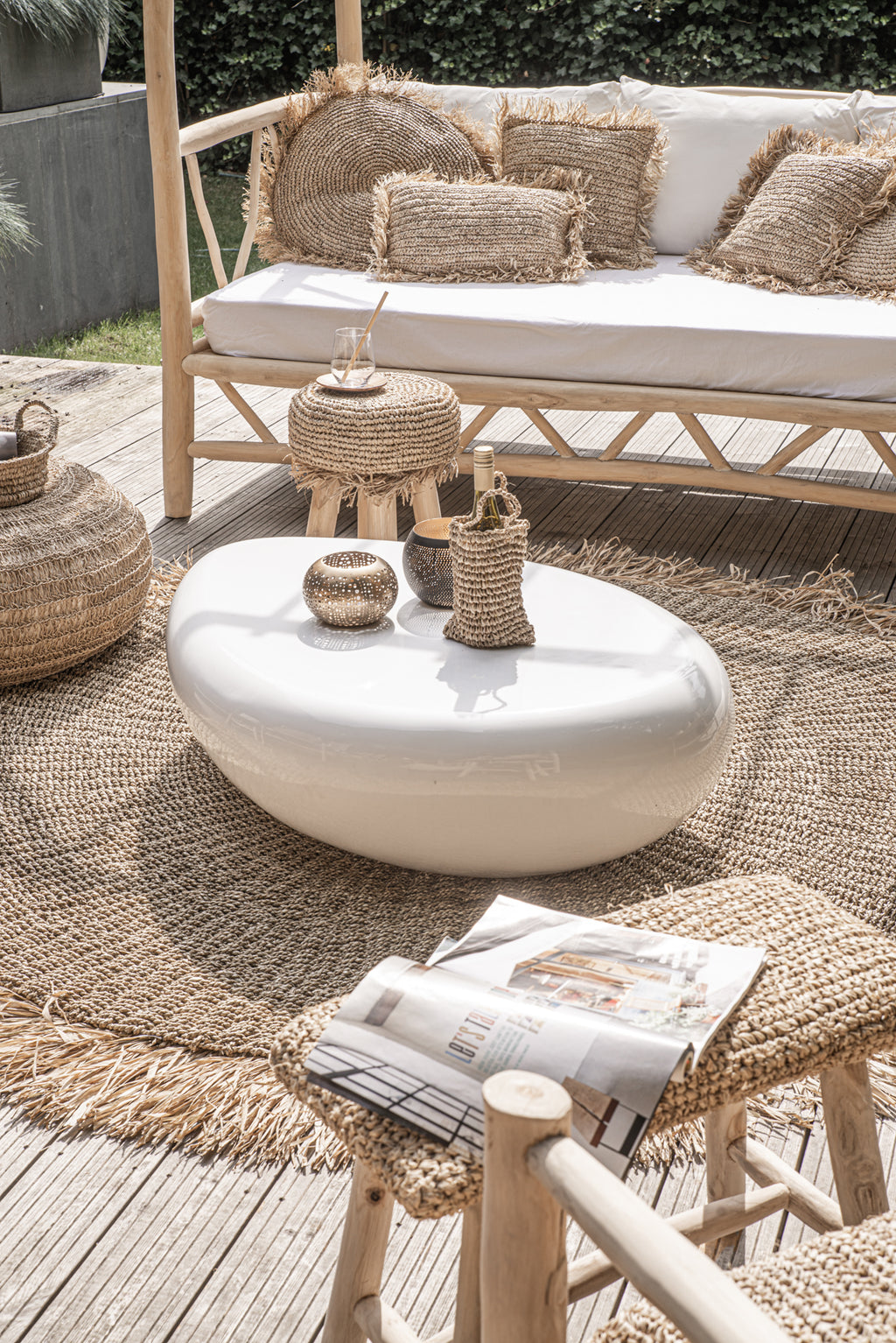 The Raffia Fringed Stool