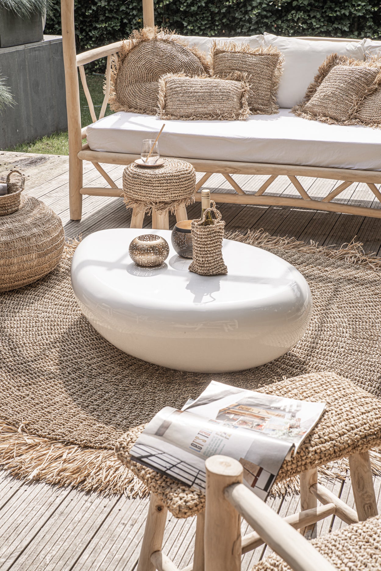 The Raffia Fringed Stool