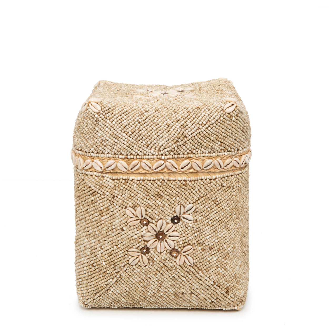 The Beaded Flowers Baskets - Natural Brown - L