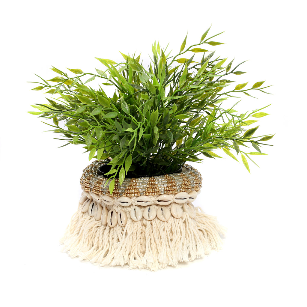 The Gold and Silver Macrame Planter - Natural Gold Silver M
