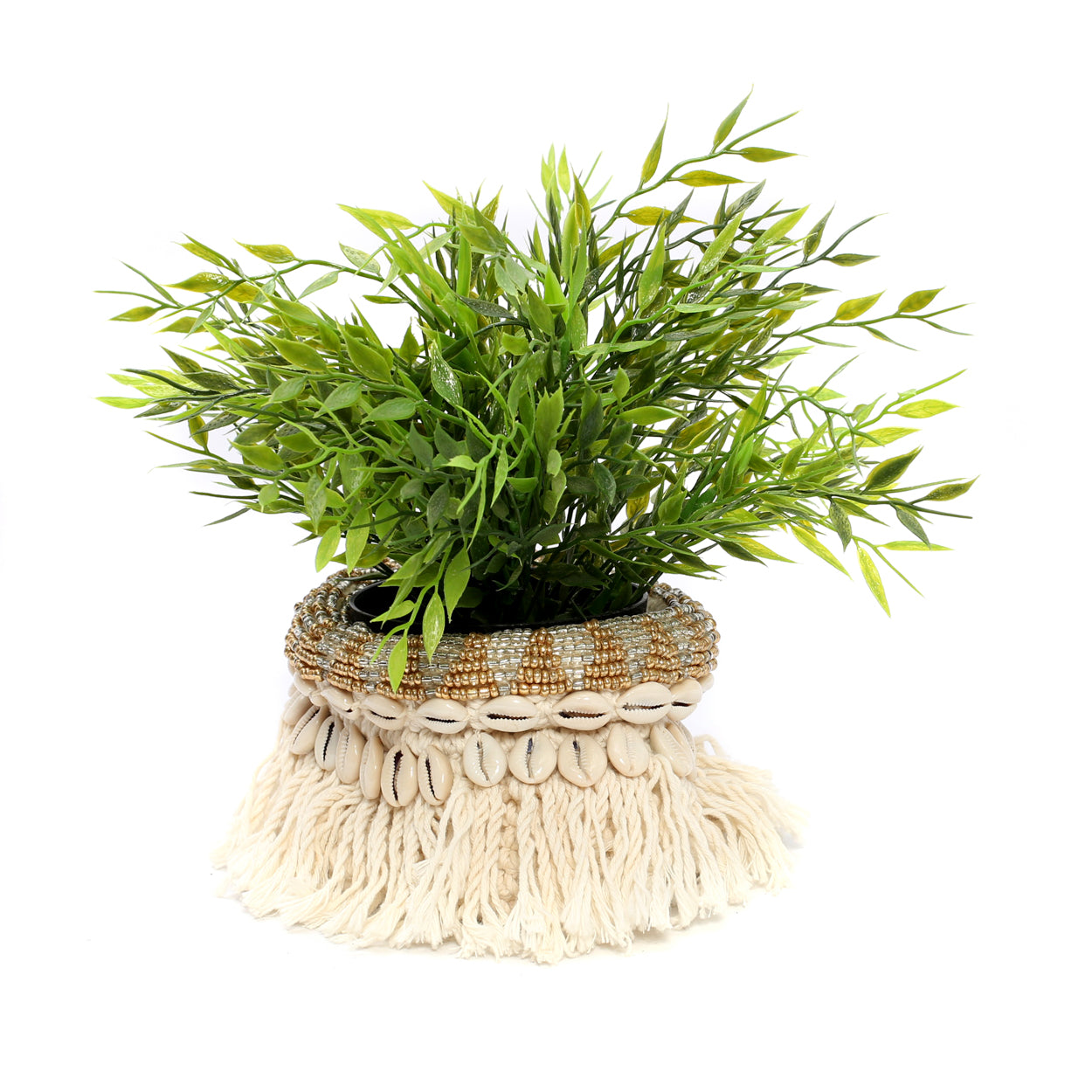 The Gold and Silver Macrame Planter - Natural Gold Silver M