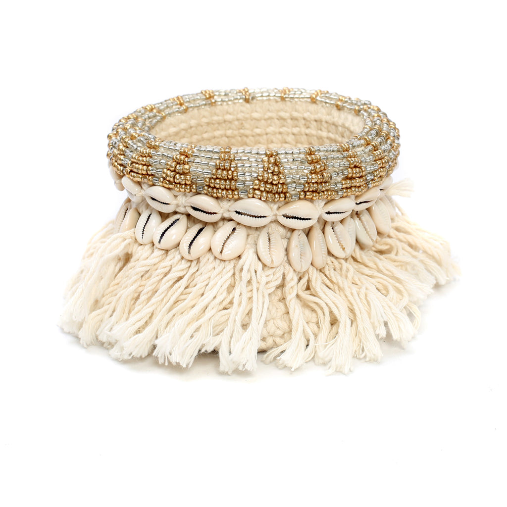 The Gold and Silver Macrame Planter - Natural Gold Silver M
