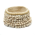 The Gold & Cowrie Macrame Planter - Natural Gold - M