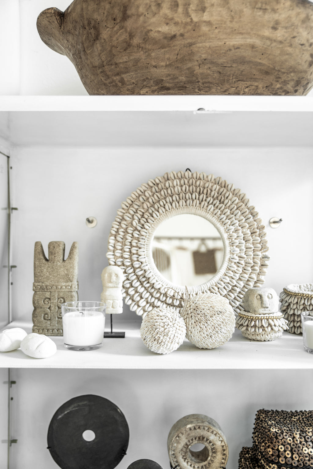The Gold & Cowrie Macrame Planter - Natural Gold - M