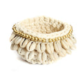 The Gold & Cowrie Macrame Candle Holder - Natural Gold - S