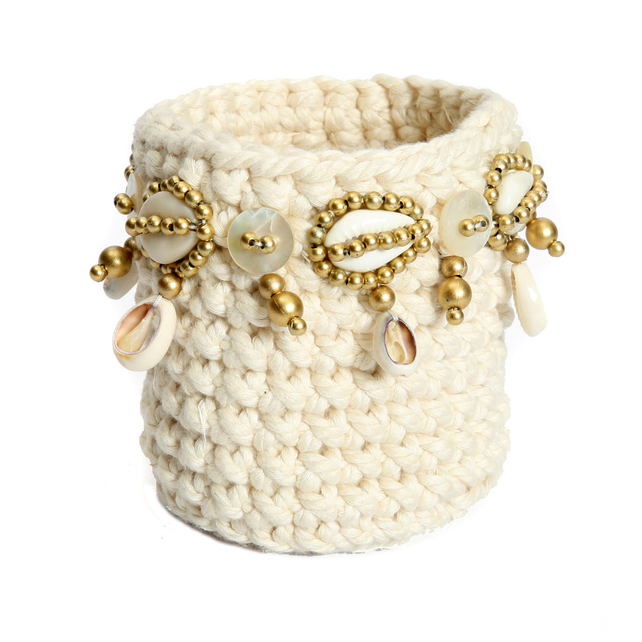 The Gold Macrame Candle Holder - Natural Gold - S