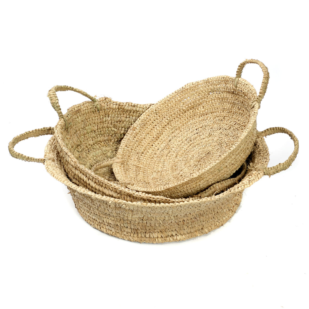 The Raffia Basket Trays - Natural - Set of 3