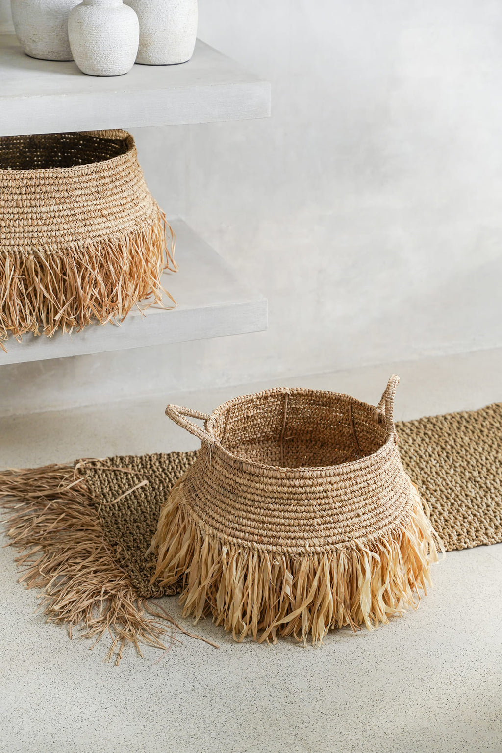 The Raffia Deluxe Baskets - Natural - Set of 2