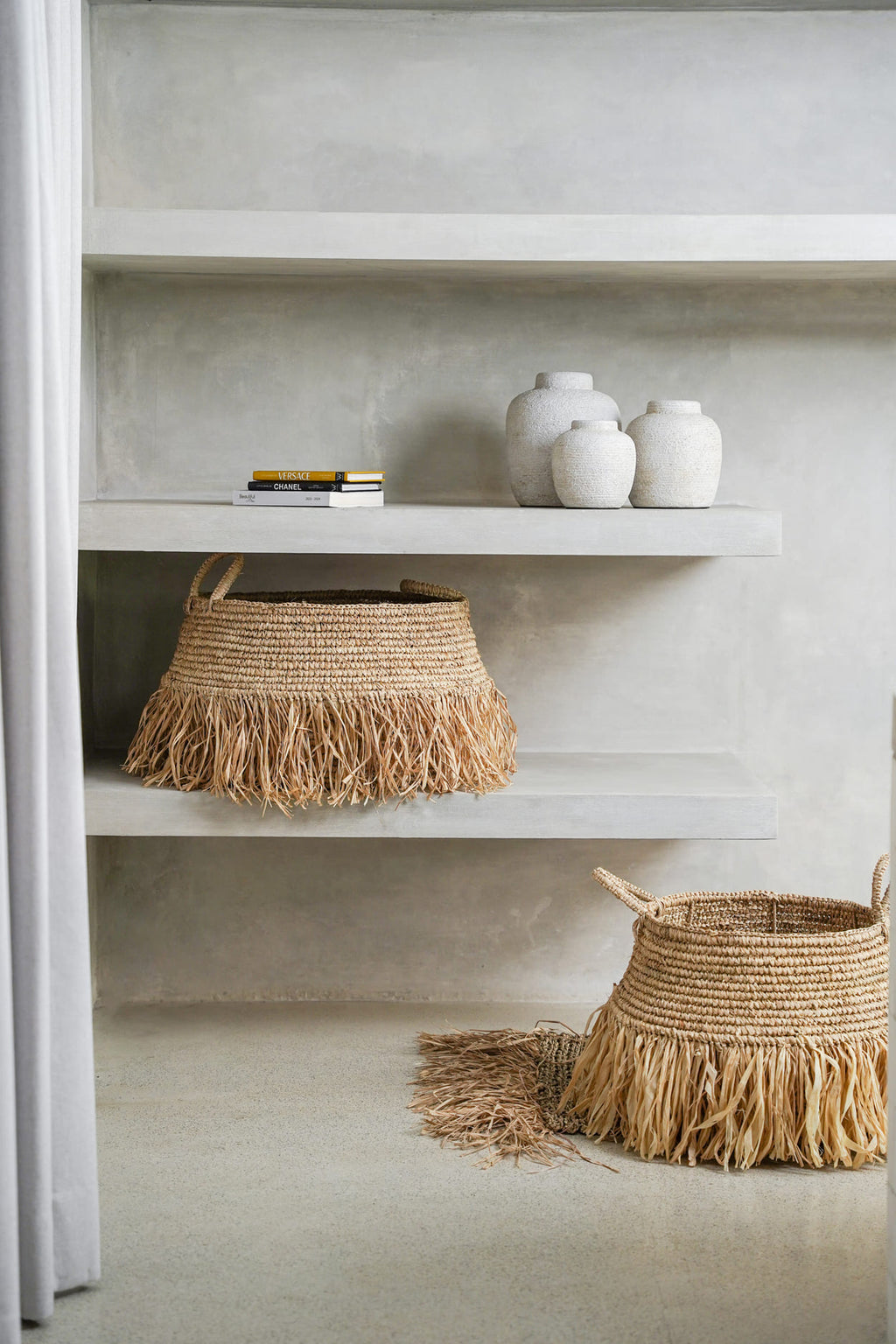 The Raffia Deluxe Baskets - Natural - Set of 2