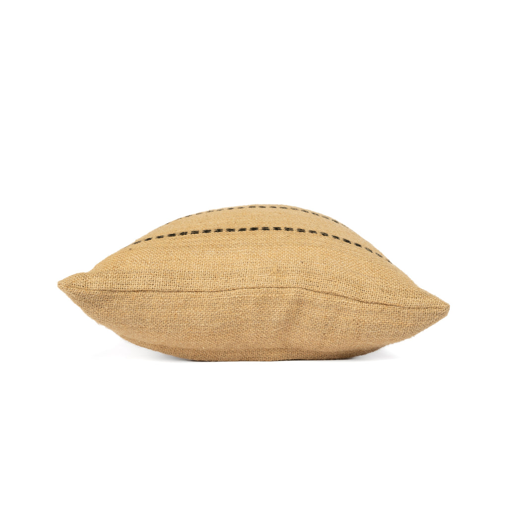 The Jute Cushion Cover - Natural - Black Stitching - 40x40