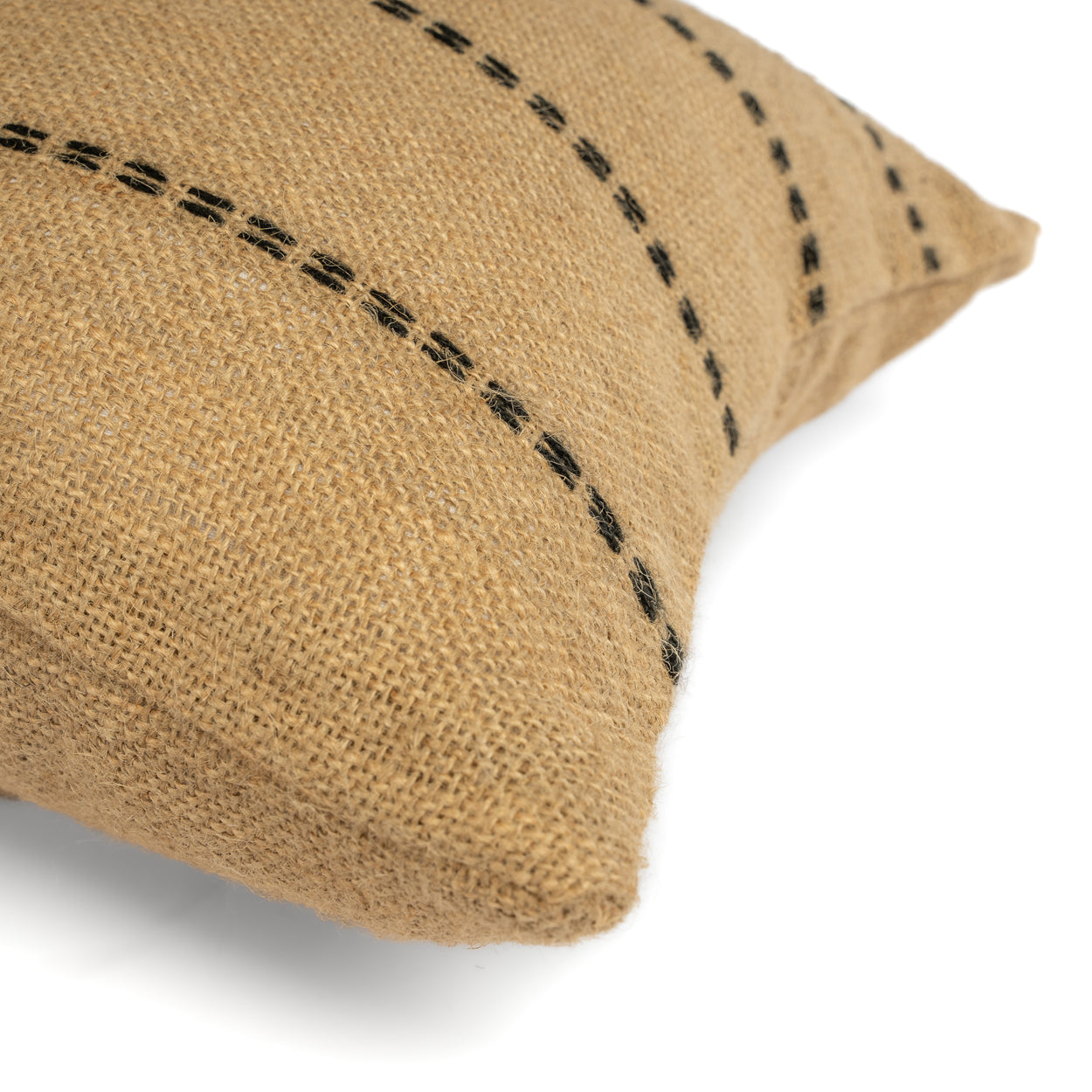 The Jute Cushion Cover - Natural - Black Stitching - 40x40