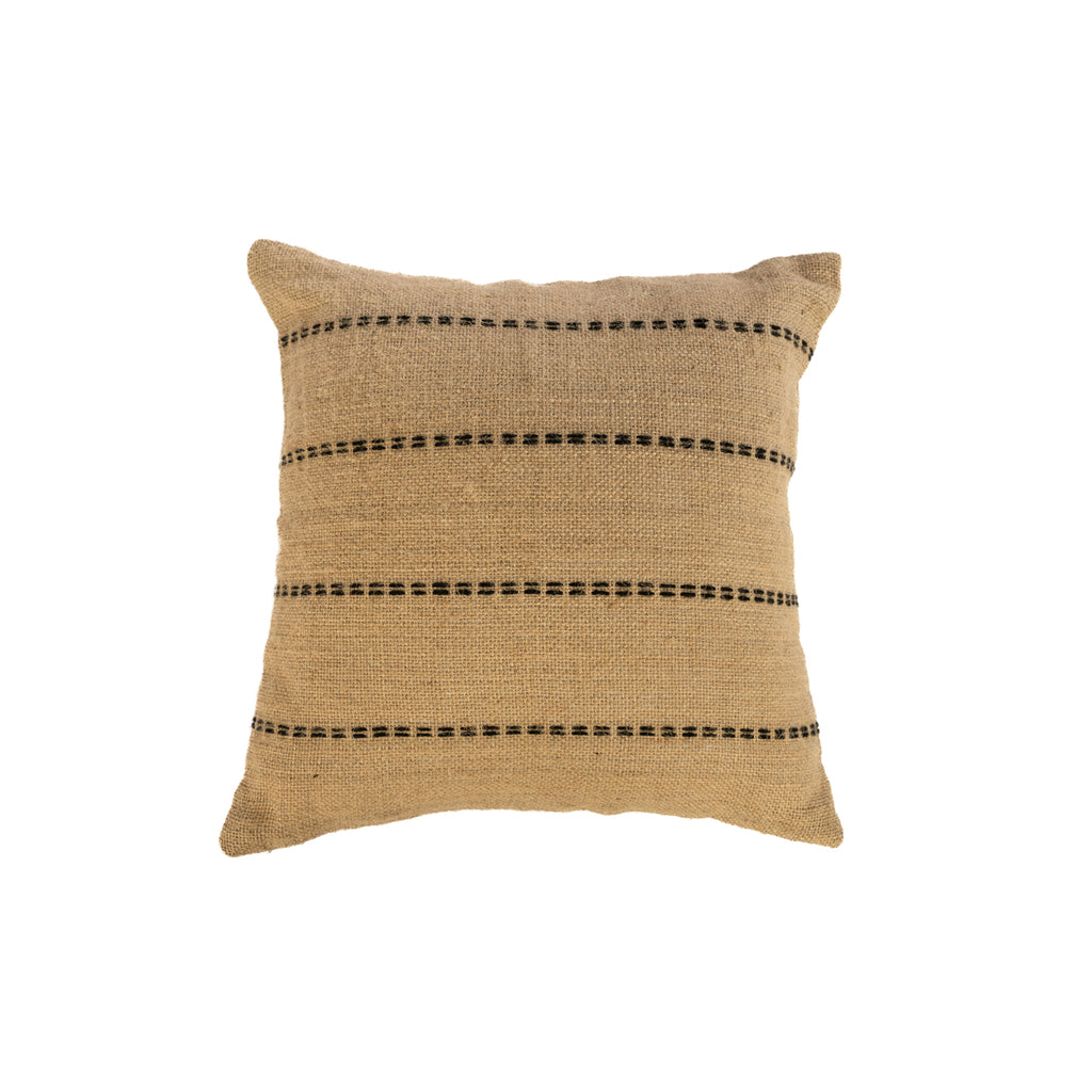 The Jute Cushion Cover - Natural - Black Stitching - 40x40