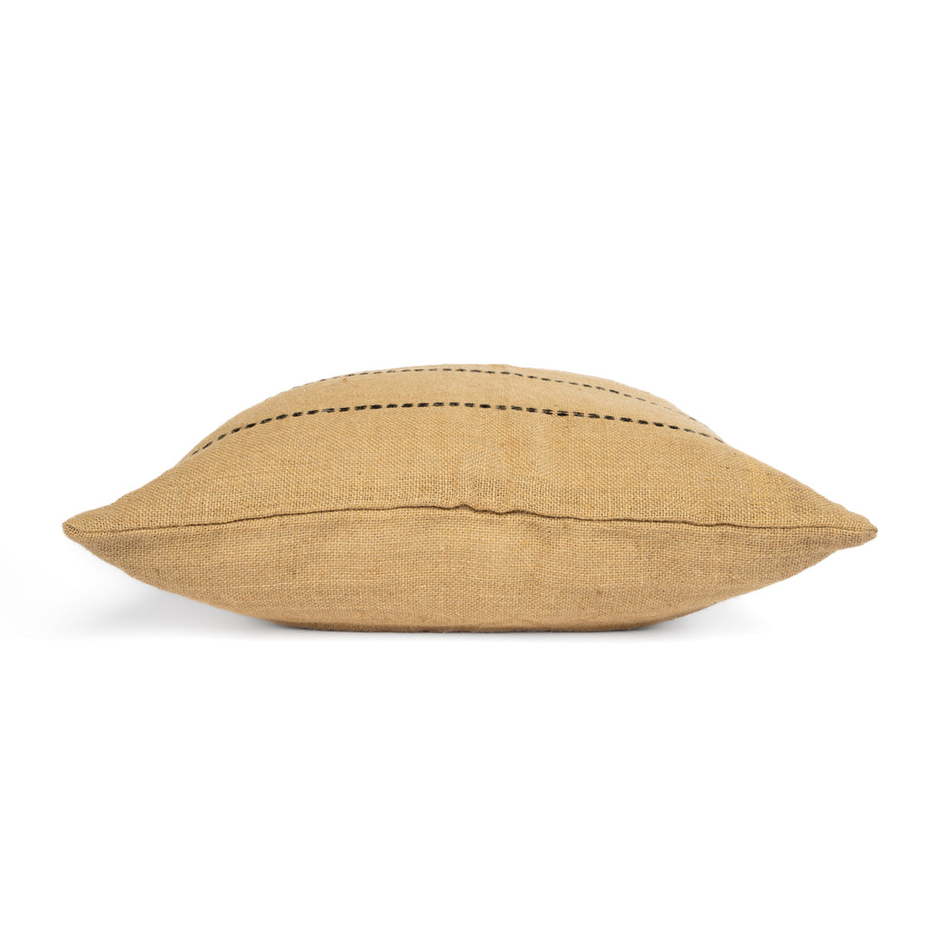 The Jute Cushion Cover - Natural - Black Stitching - 60x60