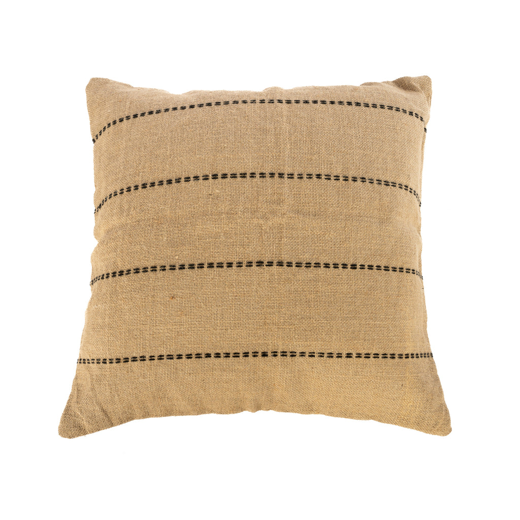 The Jute Cushion Cover - Natural - Black Stitching - 60x60