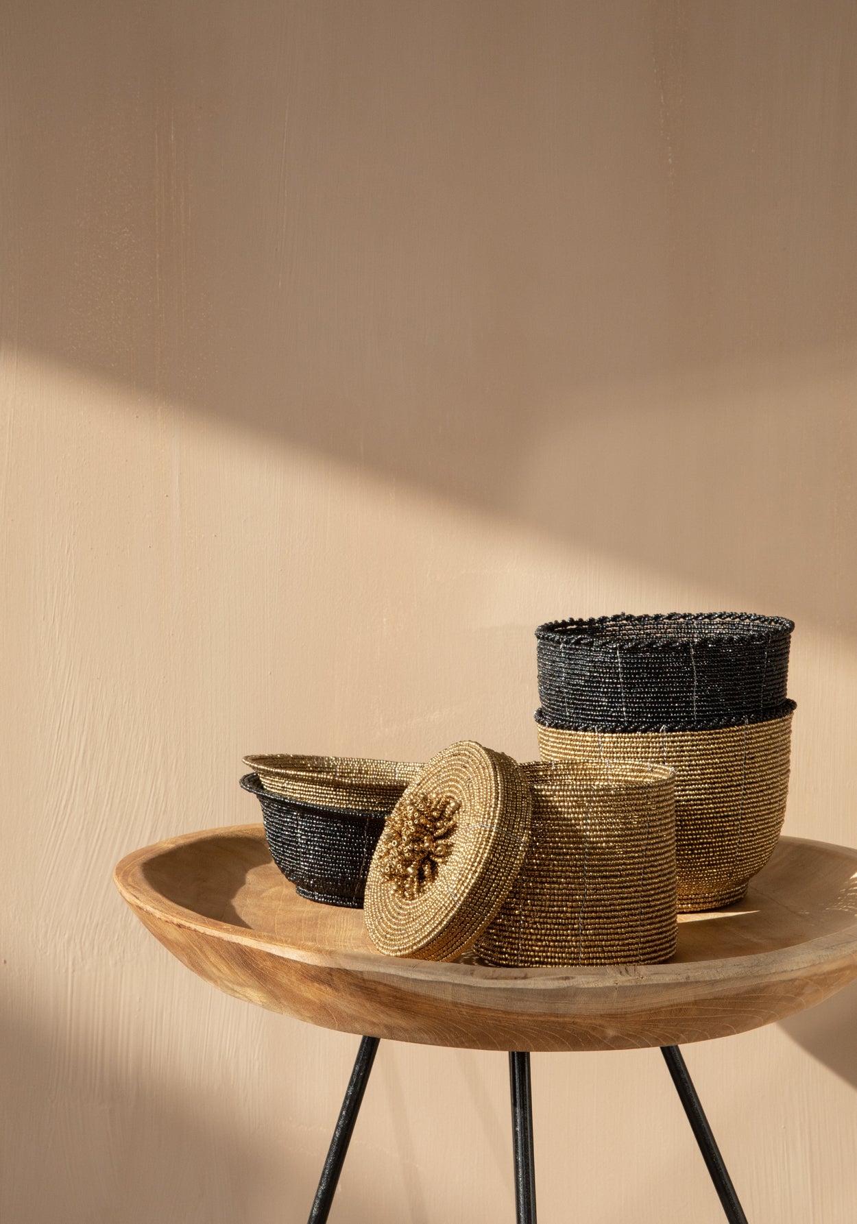 The Rain Tree Side Table - Natural Black