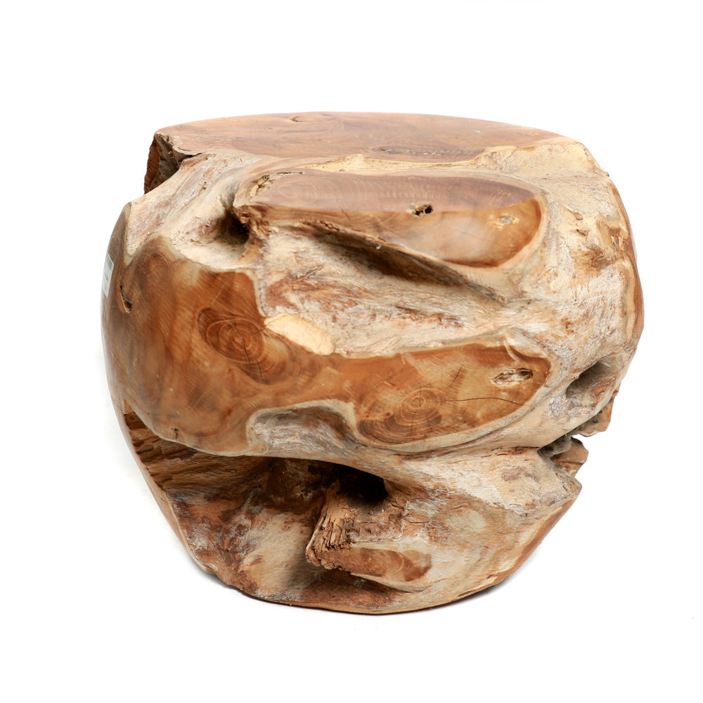 The Round Teak Wood Stool - Brown