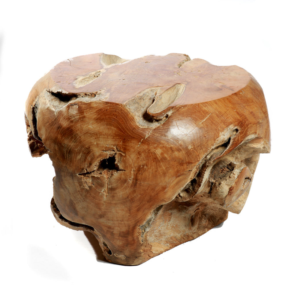 The Round Teak Wood Stool - Brown