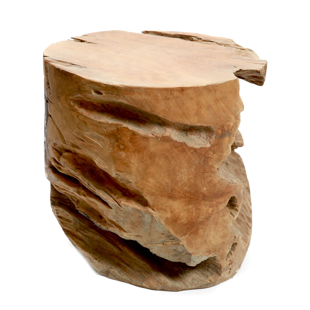 The Round Teak Wood Stool - Brown