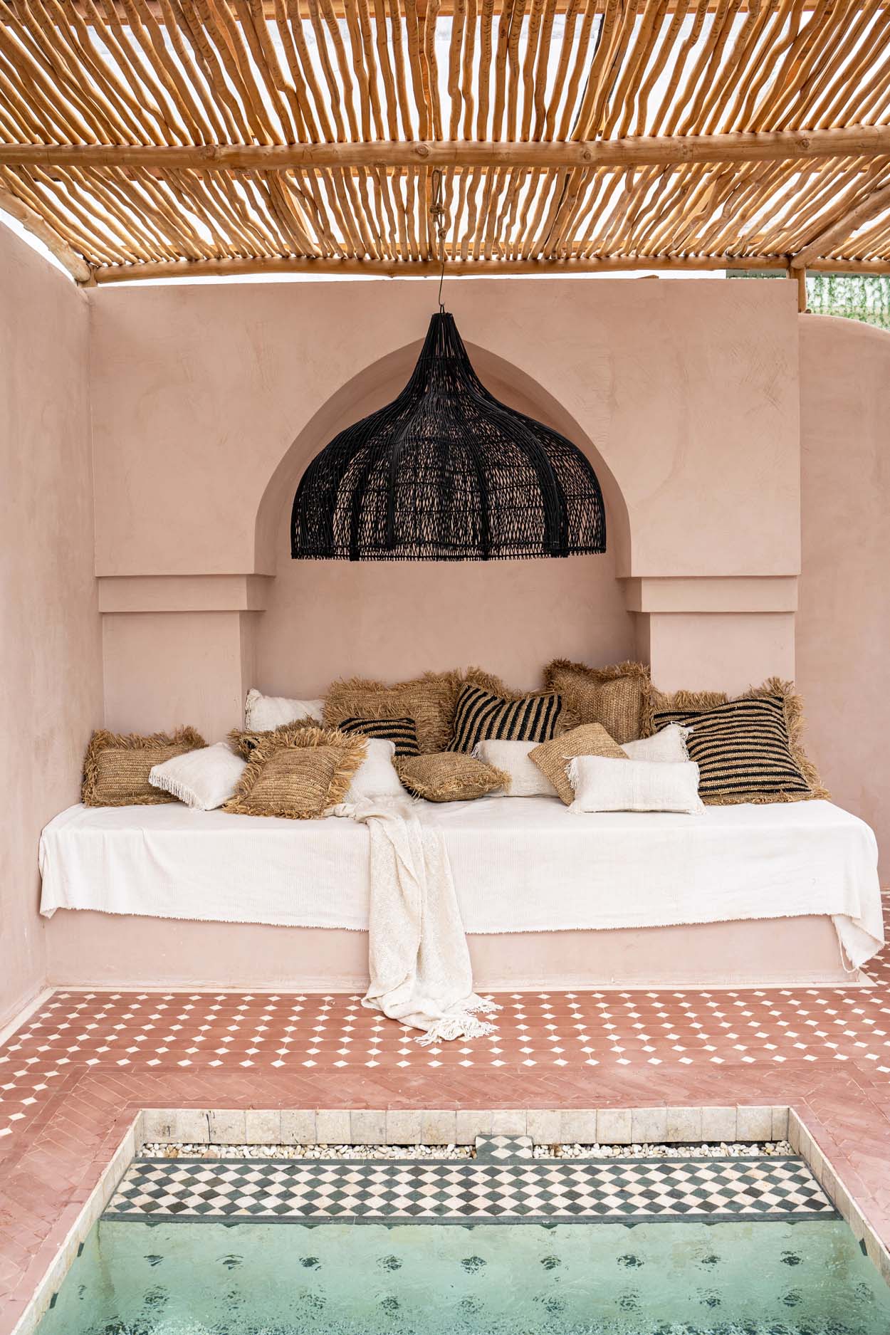 The Raffia Striped Cushion Cover - Natural Black