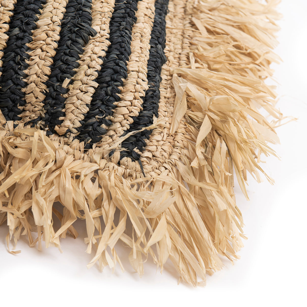The Raffia Striped Cushion Cover - Natural Black
