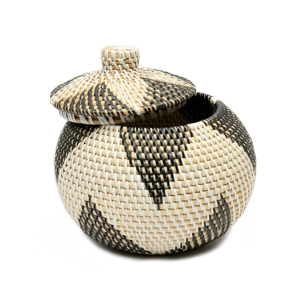 The Coolie Rice Basket - White Black - S