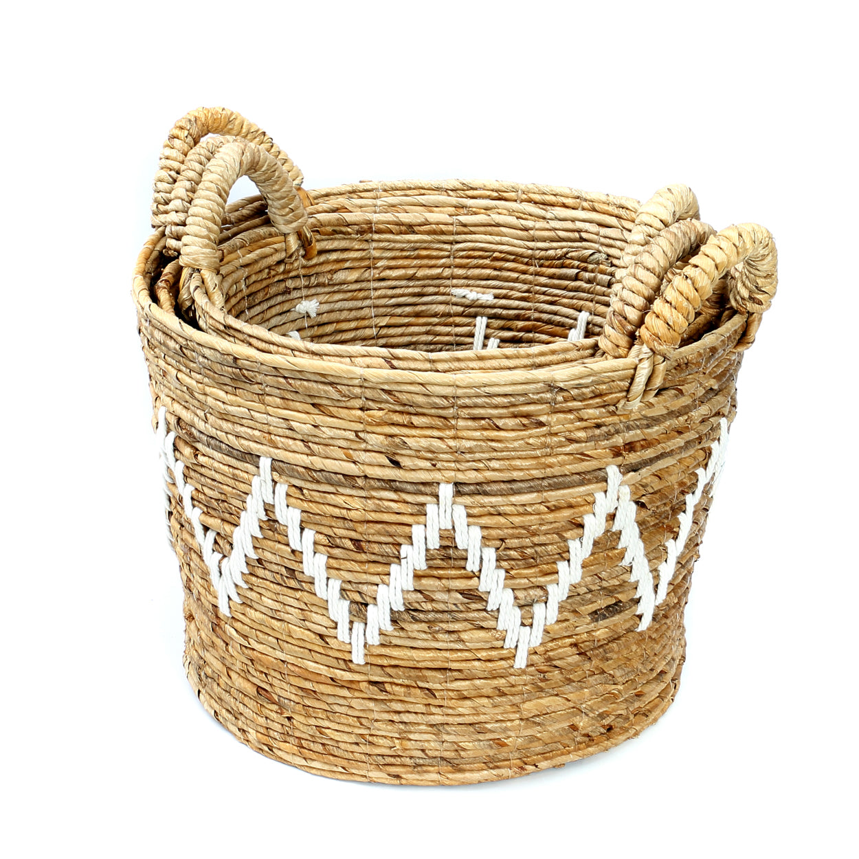 The Banana Stitched Baskets - Natural White - SET/3